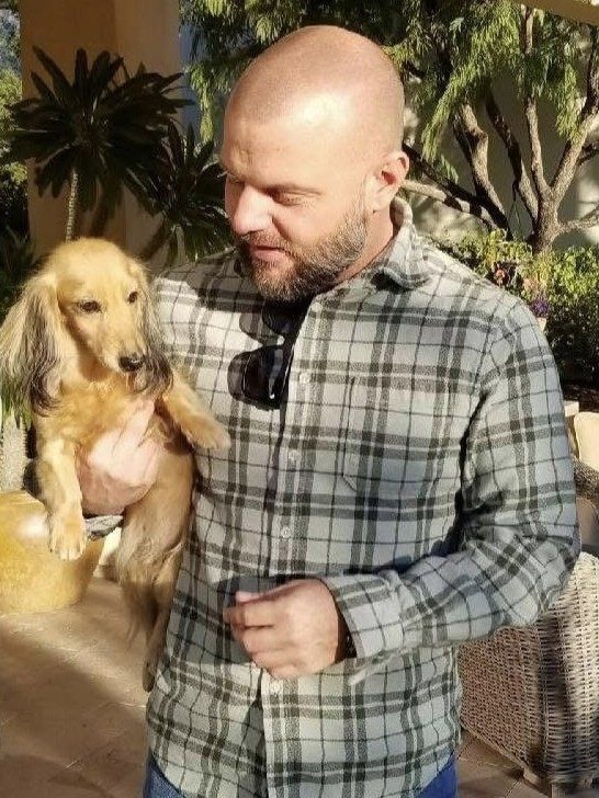 Client's dog at a finished project